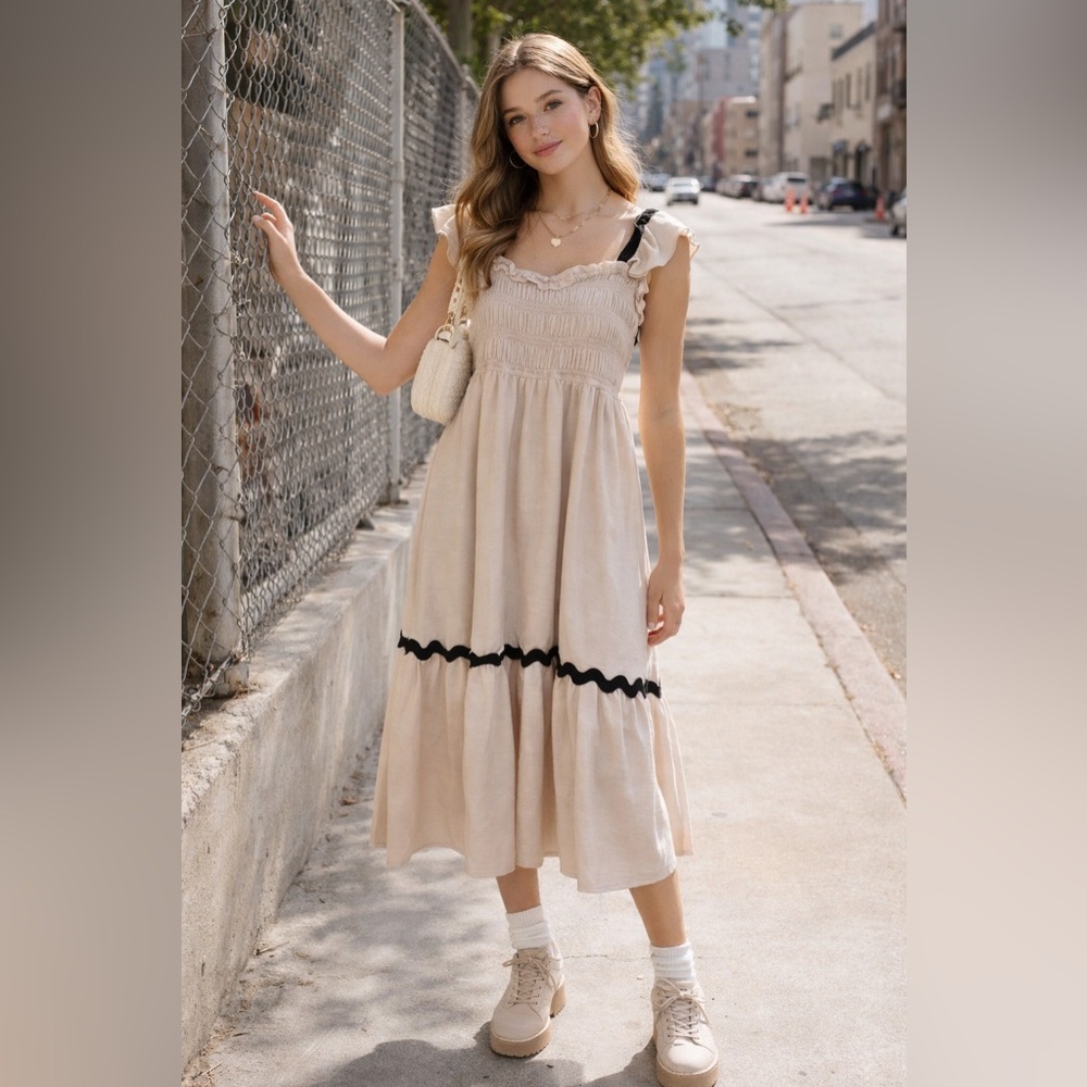 Urban Outfitters Style Smocked Midi Dress| Boho | Cottagecore | Small